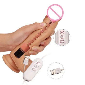 Gran Falo Realista Consolador Vibrador USB Rotación Vibración Suave Polla Con la Taza de la Succión del Pene Juguetes Sexuales para Mujeres Adultos Productos