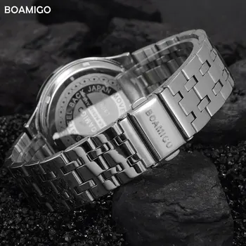 Los hombres de cuarzo reloj de plata de acero reloj de pulsera de vestir: casual de negocios calendario relojes masculinos BOAMIGO marca impermeable Relogio Masculino
