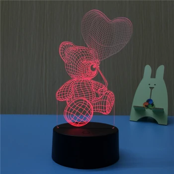 Regalo de la novedad Creativa Parejas 3D Lámpara de Luz de Noche para la Chilren LED Ilusión Atmósfera de Sueño Ligero Toque de Colores Cambiantes Para el Hogar
