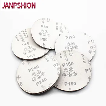 JANPSHION 25pc rojo de la ronda de papel de Lija que Acuden Auto-adhesivo de papel de lija para Lijadora de 5