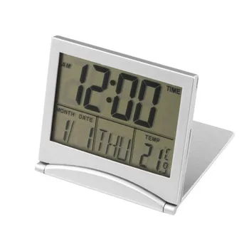 Reloj despertador Digital de Creative LCD de la Estación Meteorológica de Plegamiento de la Fecha de Escritorio de Temperatura Reloj despertador de Viaje la Decoración del Hogar, Moda Aug1