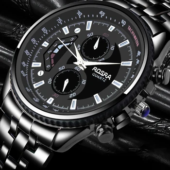 Hombres Reloj de Cuarzo de acero Lleno 2020 de Lujo y de negocios casual reloj de pulsera de acero inoxidable de la moda negro relojes Masculinos saati