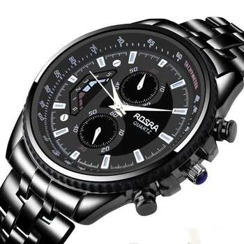 Hombres Reloj de Cuarzo de acero Lleno 2020 de Lujo y de negocios casual reloj de pulsera de acero inoxidable de la moda negro relojes Masculinos saati