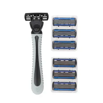 6pcs+1pcs Titular de la Cara de los Hombres de Afeitar máquinas de afeitar Hojas Masculino Manual de Cuchillas de Afeitar Para el Estándar de la máquina de afeitar la Barba Trimmer de Cuchillas