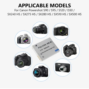 POSTHUMANA Para Canon Powershot S90 S95 S120 SX240 HS SX275 HS SX280 HS SX510 HS Cámara NB-6L batería Recargable de Li-ion de la Batería de 1000mAh