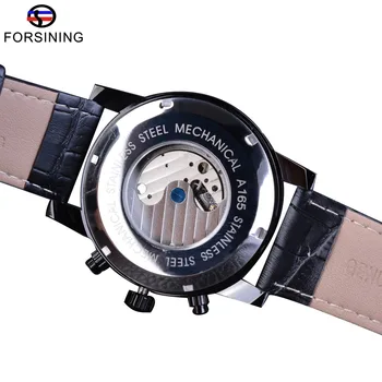 Forsining De Cuero Genuino Año El Mes De La Moda De Mostrar Tourbillon Reloj Mecánico De La Parte Superior De La Marca De Lujo Militar Automático Reloj De Pulsera