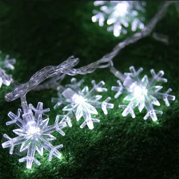 Fábrica Ventas AC220V 10M 50 LED de copo de nieve Led Cadena de Luces de Hadas Fiesta de Navidad en Casa de la Boda de Jardín de Guirnalda de Navidad Decoraciones