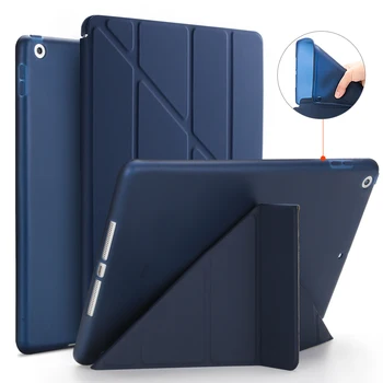 Smart Case Para el Nuevo iPad de 9,7 2017 2018 Caso de Cuero de la PU de Silicona Suave de la Espalda de los Transformadores de Slim Smart Cover para el iPad 2018 en el Caso de Coque