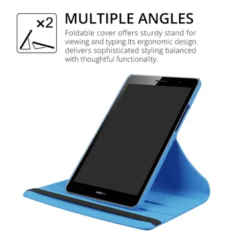 360 Grados de Rotación Inteligente de Caso Para Huawei MediaPad T3 8.0 pulgadas KOB-L09 KOB-W09 caso de Cuero de la PU Flip Stand de la Tableta Caso de la Cubierta