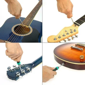 Guitarra Herramienta de Reparación Kit con Bolsa de transporte Mantenimiento para Guitarra Eléctrica Acústica Ukelele Bajo SEC88