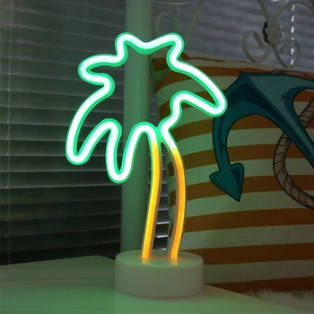 Luz de neón Signo de LED Luz de la Noche Flamingo Unicornio Cactus Lámpara de pilas para el Dormitorio de Mesa en Casa de la Boda Decoración de la Navidad