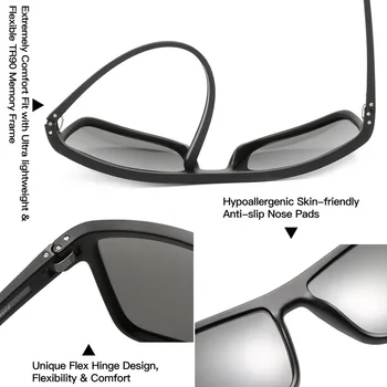 ZENOTTIC TR90 Gafas de sol Polarizadas de los Hombres Cuadrados de Espejo de Recubrimiento de la Protección UV400 Gafas de Sol de las Gafas de Mujer de Conducción Tonos Gafas