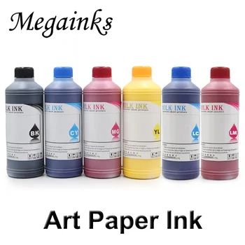 6 Botella 250ML /Set Papel de Arte Pigmento de la Tinta para Mimaki para Roland para Mutoh Impresoras de inyección de tinta y DX4 DX5 DX6 DX7 Cabezal de impresión de Tinta Negra