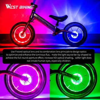 Smart LED Bicicleta Luz de la Bicicleta Frente a la Cola de Concentradores Habló de Una Lámpara Con 7 Colores y 18 Modos Recargable Niños de Bicicleta de Equilibrio de la Luz
