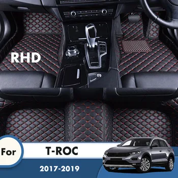 RHD Coche Tapetes Alfombras Para el T-ROC 2019 2018 2017 Alfombras Cojines del Pie Automóviles Personalizados de los Accesorios del Coche de Interior Para el VW Volkswagen