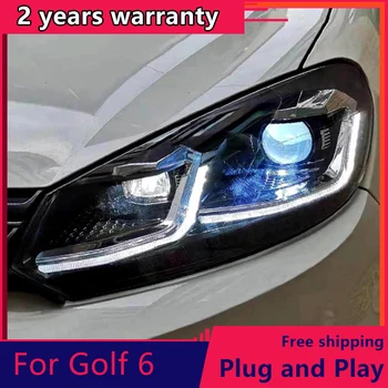 KOWELL Car Styling Para VW Golf 6 Faros 2010-2013 Golf6 mk6 LED para los Faros Ojo de Angel LED DRL Bi Xenon Lente de Estacionamiento faros de Niebla