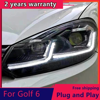 KOWELL Car Styling Para VW Golf 6 Faros 2010-2013 Golf6 mk6 LED para los Faros Ojo de Angel LED DRL Bi Xenon Lente de Estacionamiento faros de Niebla