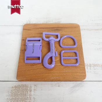 (hebilla de metal+ajustar la hebilla+D + anillo+metal perro broche/set) violeta accesorio para 25mm DIY collar de perro de grabado colorido hebilla