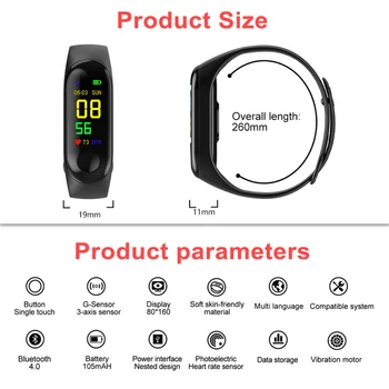 Banda inteligente de Fitness Tracker Reloj del Deporte de la pulsera de la Frecuencia Cardíaca Presión Arterial Smartband Monitor de la Salud de la Pulsera de Fitness Tracker