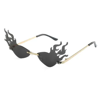 Montura de Onda de Gafas de Sol 2020 de la Moda de Lujo de Llama de Fuego Gafas de sol de las Mujeres de Metal Tonos De la Vendimia de las Mujeres del Espejo Gafas UV400