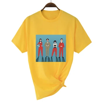 Popular serie de TELEVISIÓN LA CASA DE PAPEL dibujos animados de Estilo de Impresión T-shirt Ropa de Punk O-cuello de la camiseta Casual Barato Camiseta Multicolor