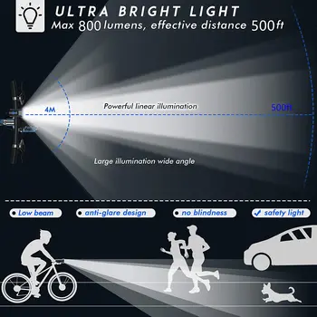 LED Bicicleta Bell Luces USB Recargable Velocímetro de Bicicleta del Faro Odómetro Impermeable de las Luces Delanteras Adecuado para Todos los Moto