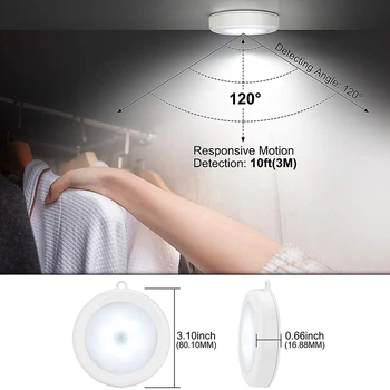 LED Sensor de Movimiento Luz de la Noche,Inalámbrica la Noche, las luces con la forma de Gancho e Imán Fijado Para el Armario del Dormitorio Corredor de la Lámpara de Noche