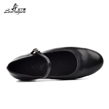 Ladingwu Venta Caliente de las Mujeres Modernas Artificial de los Zapatos de Cuero Negro/Plata Zapatos Para la Mujer latina sala de Baile zapatos de baile de tacón Bajo