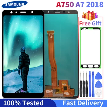 Super AMOLED LCD Para Samsung Galaxy A7 2018 LCD A750 Pantalla LCD A750F SM-A750F A750FN A750G Pantalla Táctil Digitalizador Asamblea
