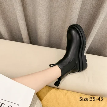 MIYEDA Negro de la Plataforma de Invierno Cálido Zapatos de Mujer de Martin Botas Transpirable Rusia de Estilo de la Moda Ins Fresco de la Felpa de Tobillo Botas Chelsea