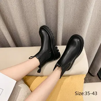 MIYEDA Negro de la Plataforma de Invierno Cálido Zapatos de Mujer de Martin Botas Transpirable Rusia de Estilo de la Moda Ins Fresco de la Felpa de Tobillo Botas Chelsea