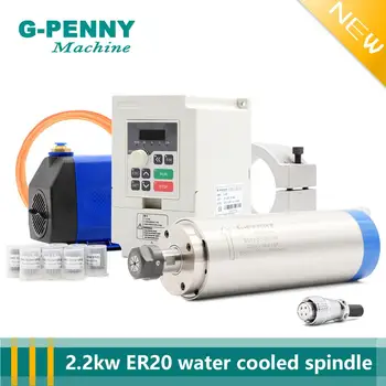 G-PENNY 2.2 KW ER20 Refrigerado por Agua del Husillo Kit CNC, 4 Rodamientos de Husillo y 2.2 KW Inversor VFD & 80 mm Husillo de Soporte y 75w de la Bomba de Agua