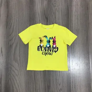 La primavera Verano de Niños Ropa de Pascua del Conejito de Impresión Amarillo de la camiseta
