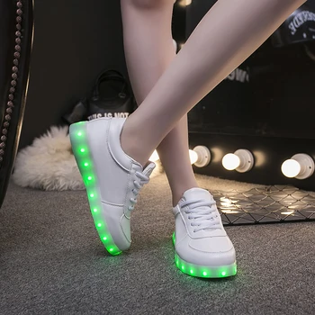 7ipupas Zapatos de los Niños Con la Luz de Chicos Led Zapatillas de deporte de Primavera Otoño Blanco Iluminado Chicas de Moda luminoso Zapatos de brillantes Zapatos de los Niños