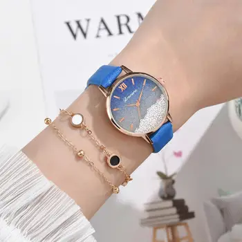Bravura de la Marca 2pcs Conjunto de Relojes Para las Mujeres de Lujo de las Señoras de Cuero Reloj de Pulsera Extraíble diamantes de Imitación Negro reloj Reloj de las Mujeres