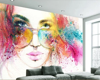 Beibehang un fondo de pantalla Personalizado mural de pintura a la acuarela labios rojos belleza fondo de murales de papel tapiz para paredes 3 d papel de parede