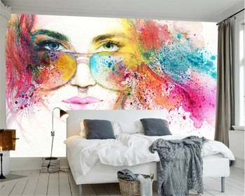 Beibehang un fondo de pantalla Personalizado mural de pintura a la acuarela labios rojos belleza fondo de murales de papel tapiz para paredes 3 d papel de parede