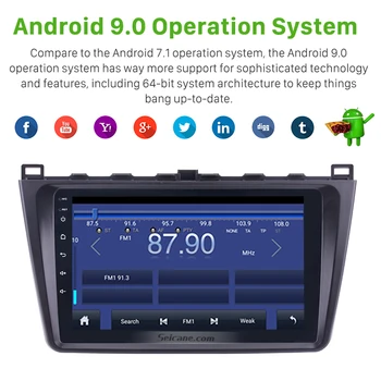 Seicane Android 10.0 2DIN de 9 Pulgadas de Radio de Coche Con navegador GPS Bluetooth FM WIFI Para 2008 2009 2010 2011-Mazda 6 Rui ala
