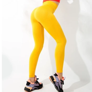 Perfecta para la Mujer Pantalones de la Yoga de la Aptitud Sólido Super Elasticidad Push Up Polainas Apretadas Gimnasio Legging Para Mujer de Alta Espera