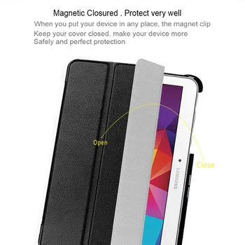 De la PU del Soporte del Cuero de la Cubierta Para Samsung Galaxy Tab 4 10.1 SM T530 T531 T535 tablet Auto de la Estela/del Sueño de Caso+película protectora+Stylus pen