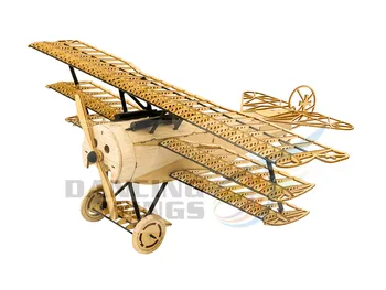 Madera de Balsa Fokker DRI Avión Modelo Woodcraft Kit de Construcción en 3D Rompecabezas de Madera DIY Juguete para Adultos Novio de regalo de Cumpleaños