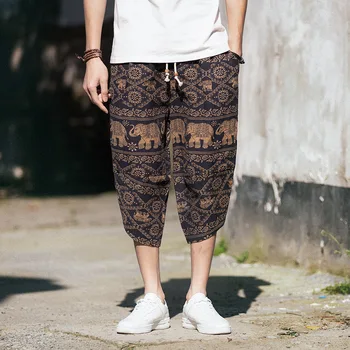 2020 Hombres de Moda Casual Pantalones Japonés Retro Sueltos Pantalones de Impresión de los Hombres de Gran Tamaño 5XL Casual pantalones Cortos de la Ropa de Verano