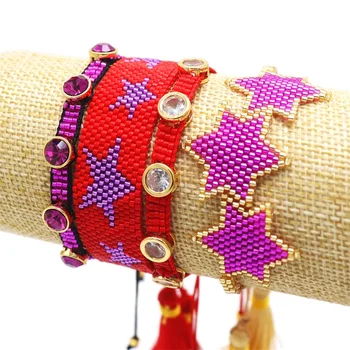 ZHONGVI Nueva Estrella de las Pulseras Para las Mujeres Ajustable MIYUKI Pulsera de Color de Circón Joyería hecha a Mano en Telar de Perlas de Bohemia Chica Regalos
