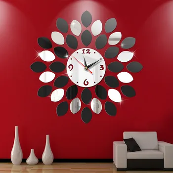 La moda de Limón reloj Marco de Reloj de Pared Espejo de la Superficie de la Pared Pegatinas de Habitación de los Niños 3D de BRICOLAJE, Decoración de la Pared Desmontable de Arte