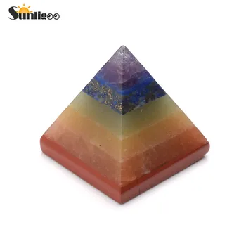 Sunligoo 1pc 7 Chakra de la Pirámide de Cristal del Generador de la Energía Original Chakras Piedra de Sanación Reiki Equilibrio de la Energía Espiritual de Piedra Dec