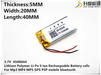3.7 V 450mAh 502040 de Polímero de Litio Li-Po, li-ion Recargable de la Batería de células Para Mp3 MP4 MP5 móvil de GPS bluetooth