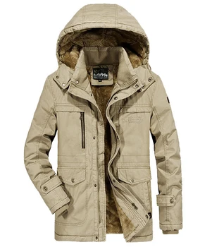La marca de Invierno Militar de los Hombres chaqueta Cazadora de lana Forro de Abrigo Jaqueta Masculina de los Hombres de Piel con Capucha de nieve parka de Abrigo de los hombres de la ropa