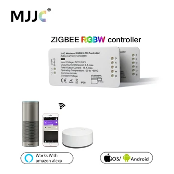 Zigbee Controlador LED RGB CCT WW/CW Zigbee Controlador de LED de DC12V 24V de la Tira del LED Controlador de ZLL APLICACIÓN de Controlador RGBW Casa Inteligente RGB