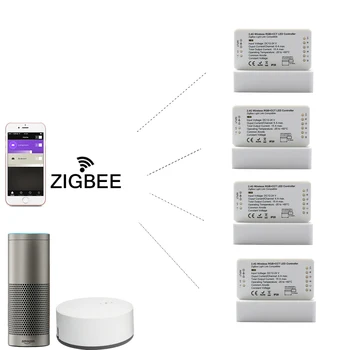 Zigbee Controlador LED RGB CCT WW/CW Zigbee Controlador de LED de DC12V 24V de la Tira del LED Controlador de ZLL APLICACIÓN de Controlador RGBW Casa Inteligente RGB
