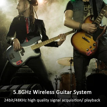 Ammoon 5.8 G Inalámbrico de Guitarra Sistema de Audio Digital de Guitarra Transmisor Receptor Incorporado en la Batería De 300 Metros de alcance de Transmisión